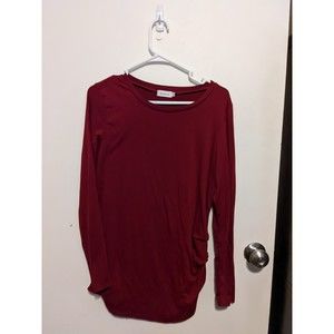 Burgundy Maternity top with button detail